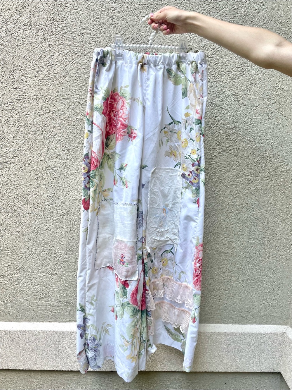 Cottagecore Floral Wide-Leg with Bo peep patch & lace